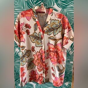 How do you wear that-shop.button down linen.blend floral top  sz S/M HDYWT